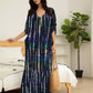 Plus Size Stripe Print V-Neck Beach Kaftan Cover-Up