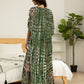 Plus Size Stripe Print V-Neck Beach Kaftan Cover-Up
