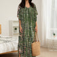 Plus Size Stripe Print V-Neck Beach Kaftan Cover-Up