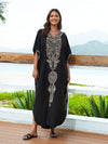 Women's Short Sleeve V-neck Silver Kaftan Cover-Up