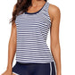 Cyenal Stylish Tankini Swimwear for Women, Printed Bathing Trunks with Solid Racerback Tank Tops, Slimming Loose Fit Swimsuit Set