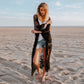Women's 3/4 Sleeve Mesh Embroidered Beach Kimono Cover-Up