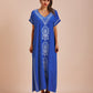 Embroidered V-Neck Swimsuit Cover Up Short Sleeve Beach Kaftan