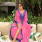 Embroidered V-Neck Chiffon Plus Size Kaftan Cover-Up