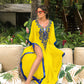 Embroidered V-Neck Chiffon Plus Size Kaftan Cover-Up