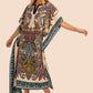 V-Neck Print Beach Caftan for Women with Side Split