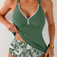 Cyenaly Women's 2 Piece Tankini Swimsuit Tummy Control Bathing Suit with O-Ring Strap and Flowy Top