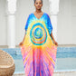 Print Long Kaftan Dress - Women's Beach Loungewear