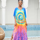 Print Long Kaftan Dress - Women's Beach Loungewear