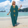 V Neck Beach Kaftan: Sexy Short Sleeve Swimsuit Cover Up