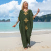 V Neck Beach Kaftan: Sexy Short Sleeve Swimsuit Cover Up