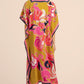 V-Neck Print Beach Caftan for Women with Side Split