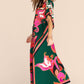 V-Neck Print Beach Caftan for Women with Side Split