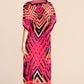 V-Neck Print Beach Caftan for Women with Side Split