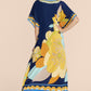 V-Neck Print Beach Caftan for Women with Side Split