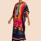 V-Neck Print Beach Caftan for Women with Side Split
