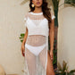 Short Sleeve Crochet Swimsuit Cover-Up for Women