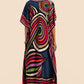 V-Neck Print Beach Caftan for Women with Side Split