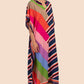 V-Neck Print Beach Caftan for Women with Side Split