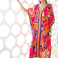 V-Neck Print Beach Caftan for Women with Side Split