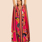 V-Neck Print Beach Caftan for Women with Side Split