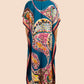 V-Neck Print Beach Caftan for Women with Side Split