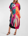 V-Neck Printed Kaftan: Swimsuit Cover Up & Lounge Dress