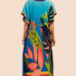 V-Neck Print Beach Caftan for Women with Side Split