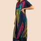 V-Neck Print Beach Caftan for Women with Side Split