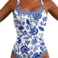 Cyenal Chic Animal Print Swimsuit for Women, Vibrant Floral Accent One Piece Bathing Trunks, Trendy Vacation Poolside Swimwear