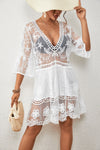 Women's V-Neck Lace Bikini Beach Dress Cover Up