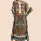 V-Neck Print Beach Caftan for Women with Side Split