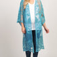 Mesh Embroidered Kimono Cardigan: Women's 3/4 Sleeve Cover Up