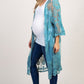 Mesh Embroidered Kimono Cardigan: Women's 3/4 Sleeve Cover Up
