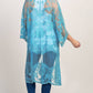 Mesh Embroidered Kimono Cardigan: Women's 3/4 Sleeve Cover Up