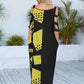 Yellow V-Neck Print Women's Kaftan Cover Up Dress