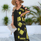 White V-Neck Kaftan: Long Swimsuit Cover-Up for Women