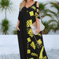 Yellow V-Neck Print Women's Kaftan Cover Up Dress