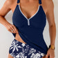 Cyenaly Women's 2 Piece Tankini Swimsuit Tummy Control Bathing Suit with O-Ring Strap and Flowy Top