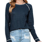 Cyenal Burgundy Waffle Texture Top for Women, Cozy Long Sleeve Pullovers, Versatile Loungewear Tops as Clothing for Daily Casual Wear