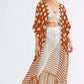 Stripe Print Kimono: Women's Long Sleeve Beach Cover Up