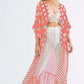 Stripe Print Kimono: Women's Long Sleeve Beach Cover Up