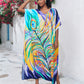 Print Long Kaftan Dress - Women's Beach Loungewear