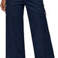 Eddoyee Women's High Waisted Cargo Capri Pants, 6 Pockets Stretchy Straight Wide Leg Cropped Hiking Pants
