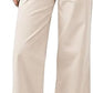 Eddoyee Women's High Waisted Wide Leg Cropped Pants, Elastic Waist Ankle Casual Pants
