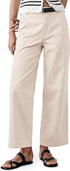 Eddoyee Women's High Waisted Wide Leg Cropped Pants, Elastic Waist Ankle Casual Pants