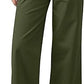 Eddoyee Women's High Waisted Wide Leg Cropped Pants, Elastic Waist Ankle Casual Pants
