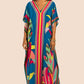 V-Neck Print Beach Caftan for Women with Side Split