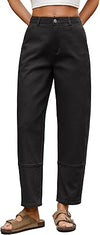 Eddoyee Harem Pants for Women, High Waisted Elastic Cropped Pants Ankle Length with Cargo Seam Layered Design