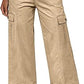 Eddoyee Women's High Waisted Cargo Capri Pants, 6 Pockets Stretchy Straight Wide Leg Cropped Hiking Pants